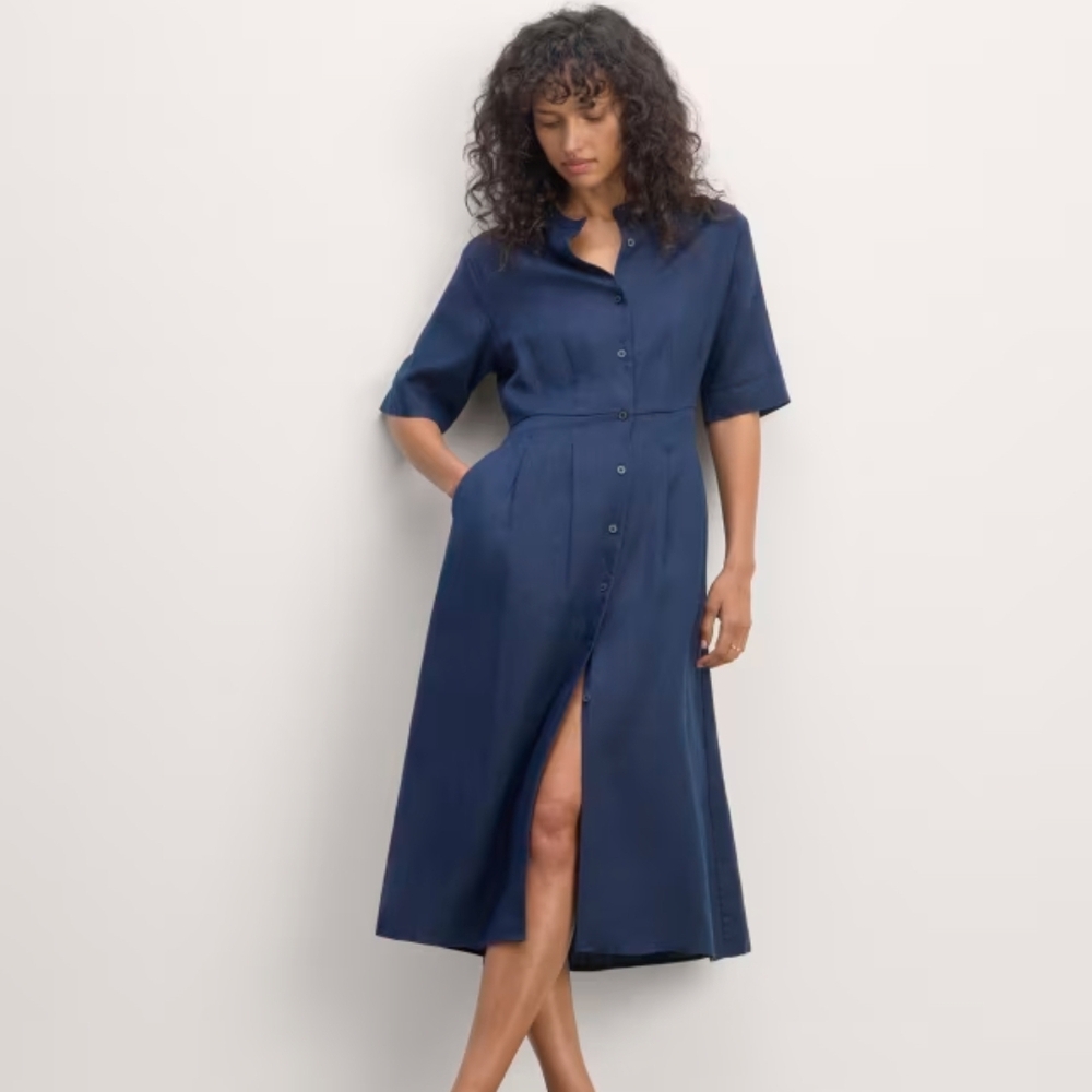 Navy Midi Shirt Dress